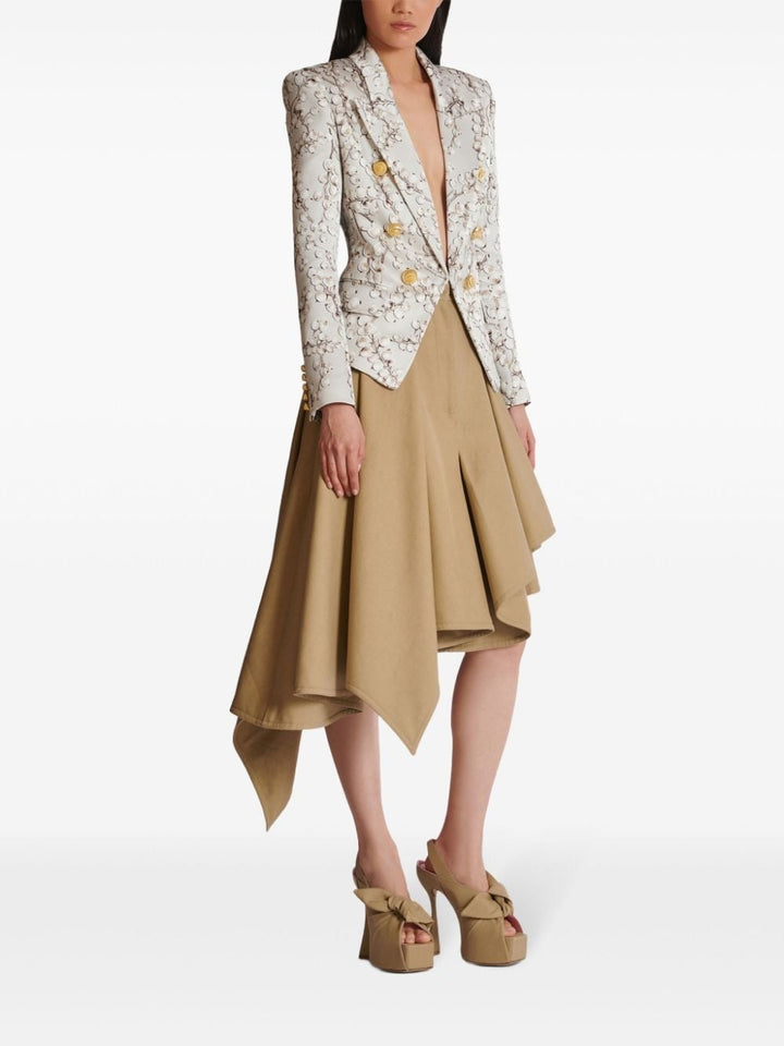 Geplooide top met uitlopende mouwen en maxi-rok set met tailleband – Rosiny 