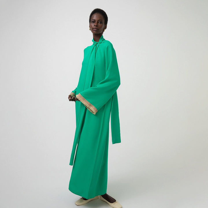 Emerald kaftan with embellished cuffs – AURORA