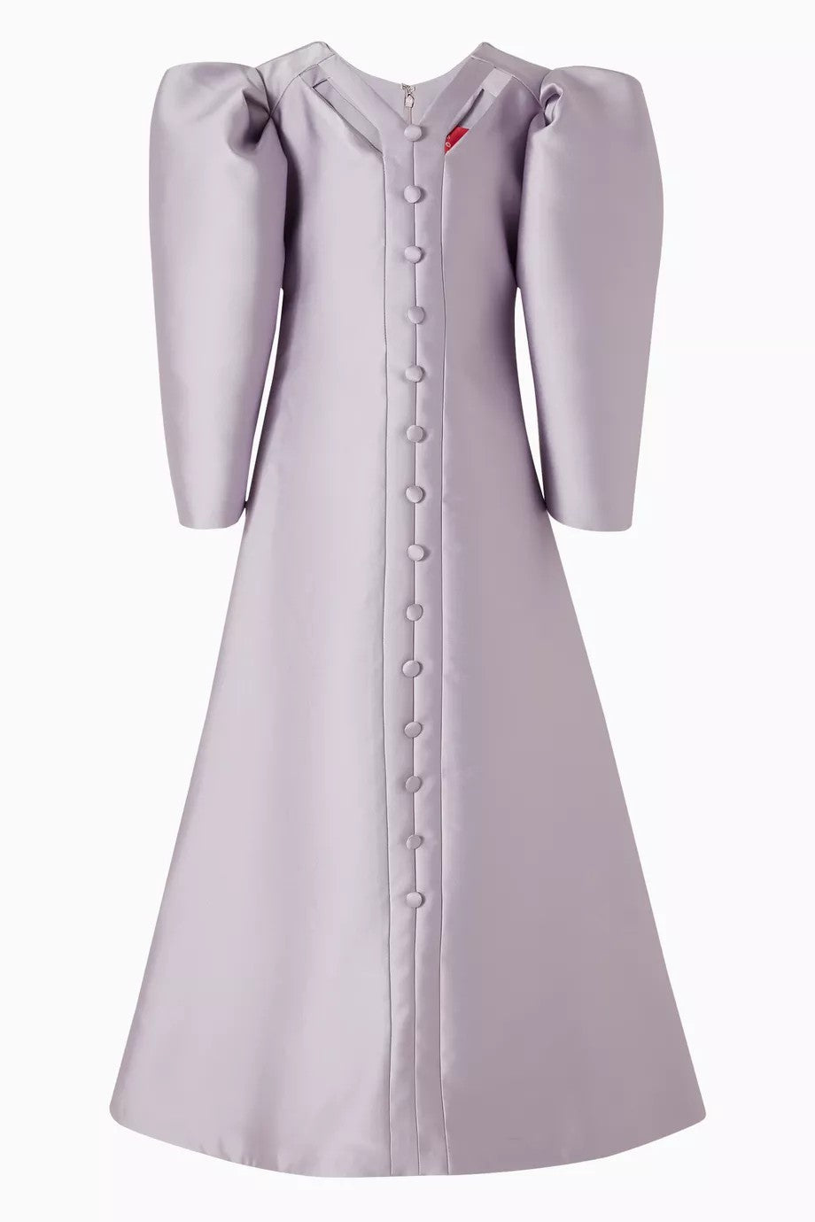 Button-Front Satin Dress with Puff Sleeves – GRACE