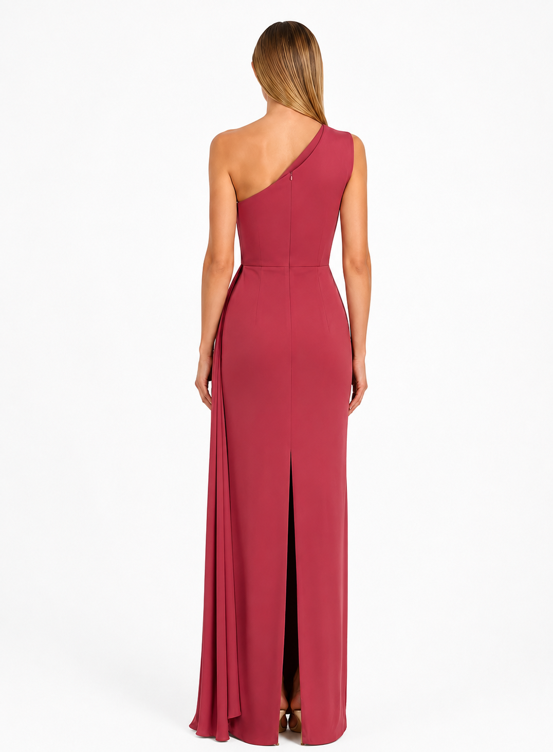 One-Shoulder Draped Maxi Dress – Rose