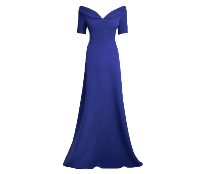 Off-Shoulder A-Line Maxi Dress – Cobalt
