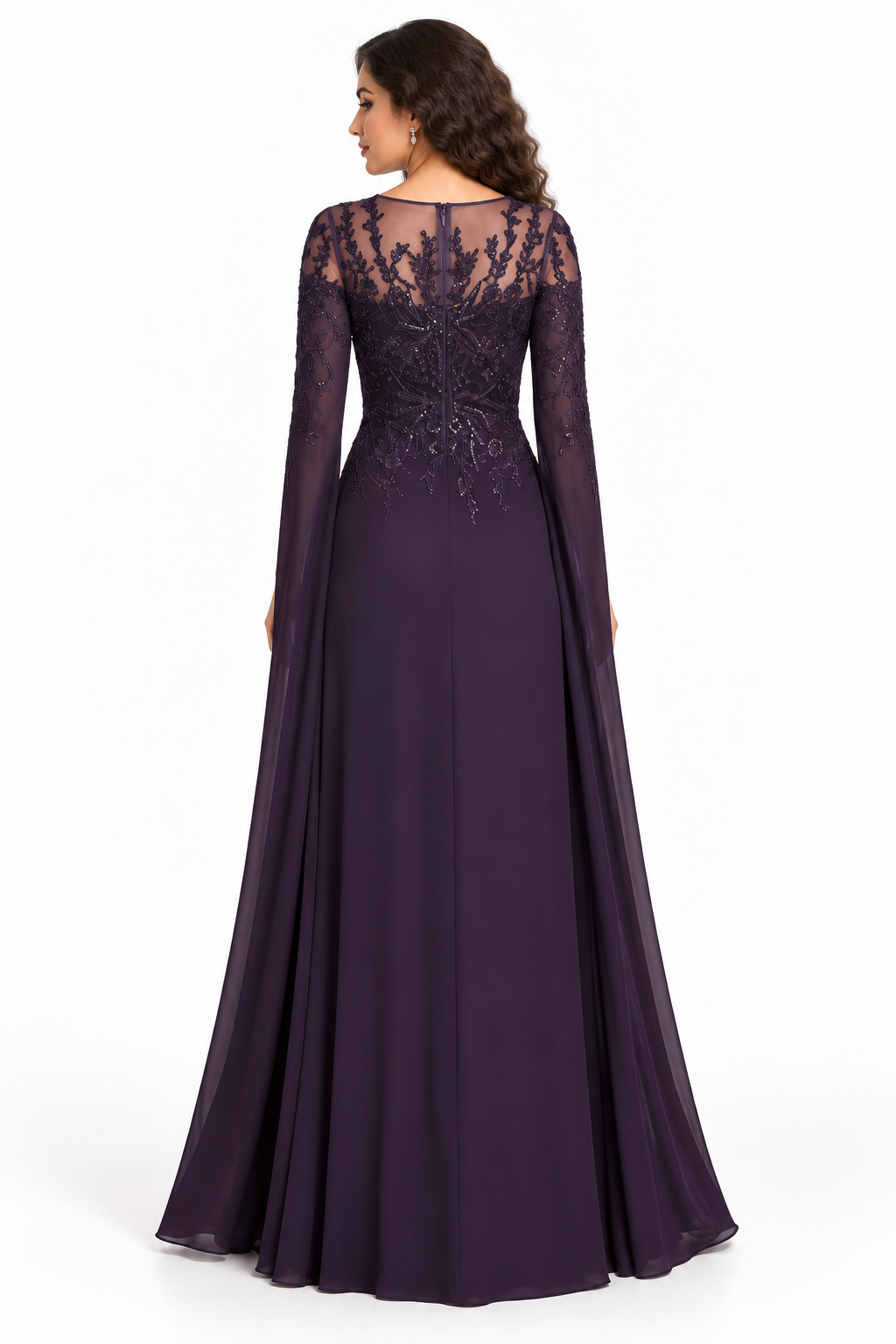 Embroidered Cape Sleeve Evening - Enchantment