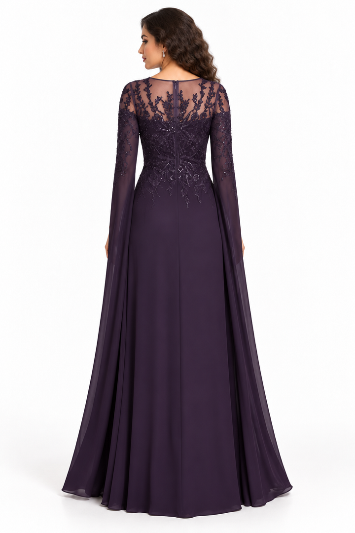 Embroidered Cape Sleeve Evening - Enchantment