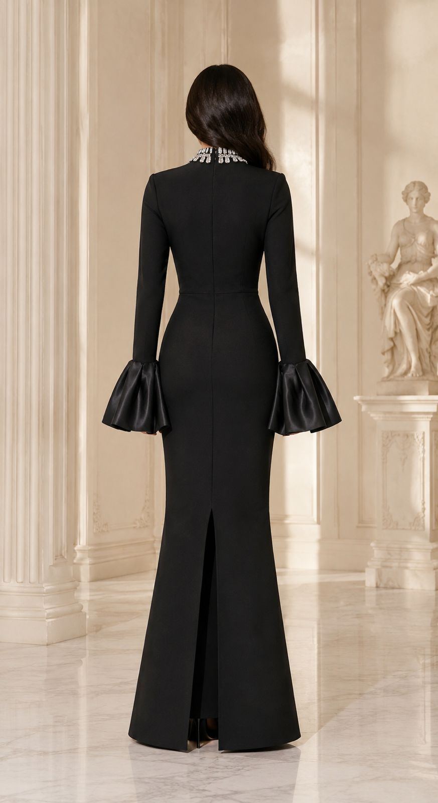 Crystal Collar Flare Cuff Mermaid Dress - Prestige