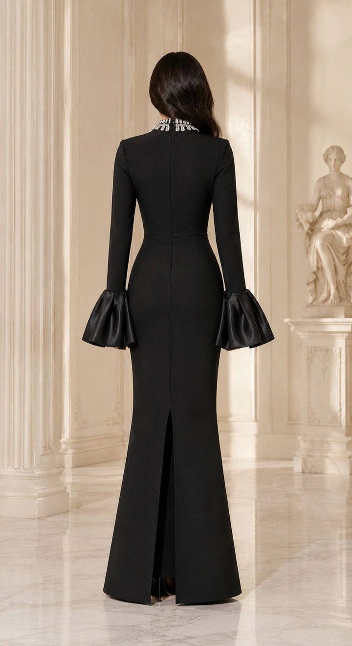 Crystal Collar Flare Cuff Mermaid Dress - Prestige