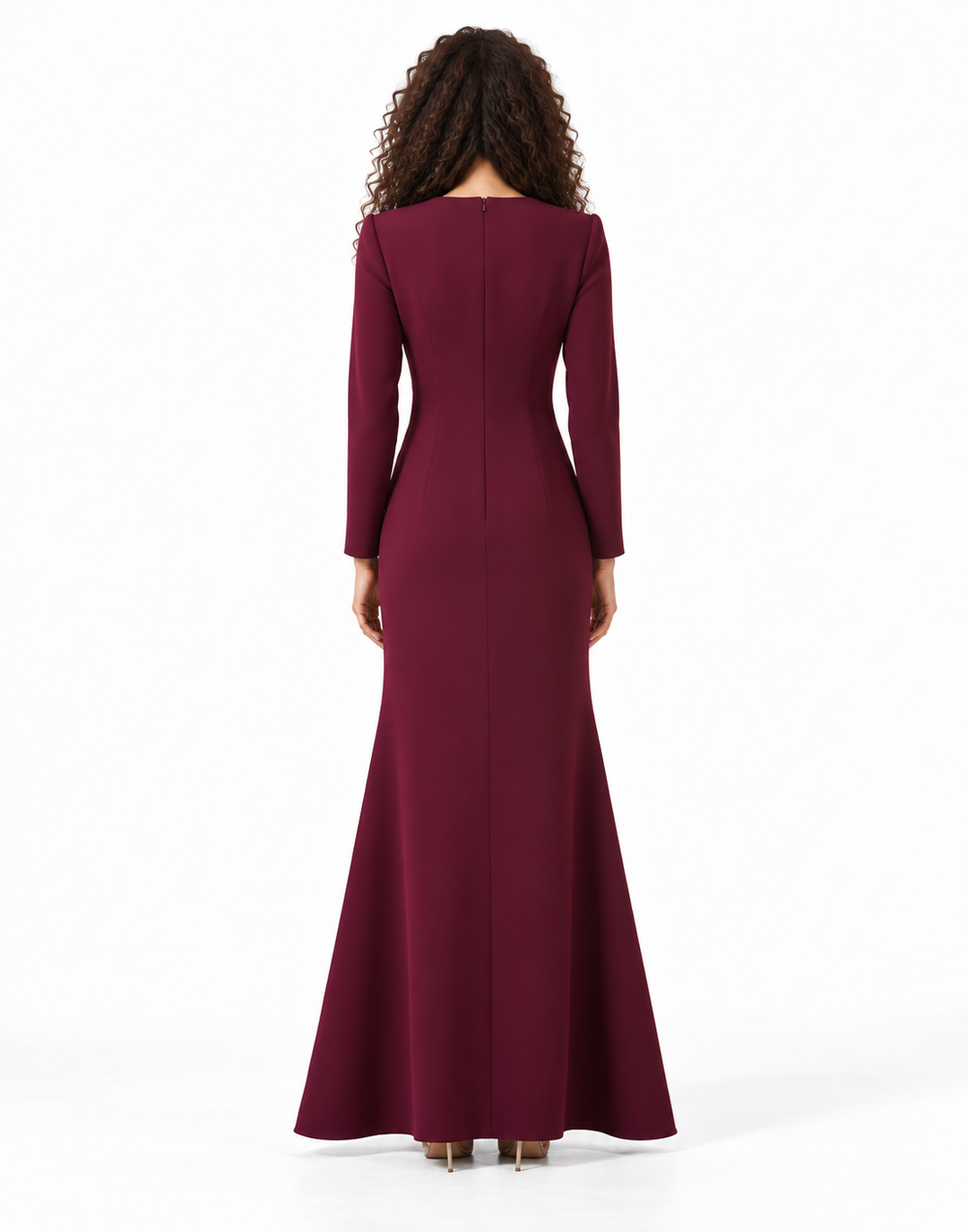 Burgundy Crystal Embellished Maxi Dress - Aurora