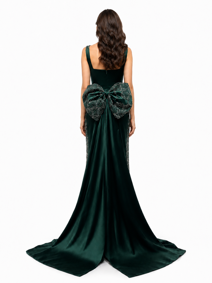 Crystal Bow Evening Gown – EMERALDA