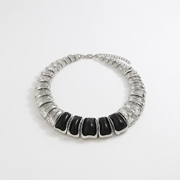 chunky textured collar necklace with brown resin stones – ZARIA