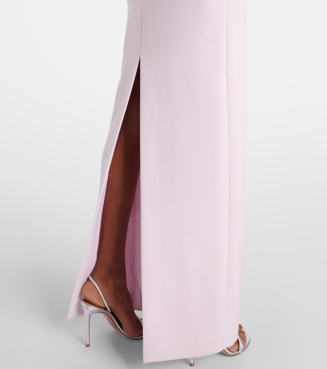 Long-sleeve column gown with sculpted floral waist detail – ROSA