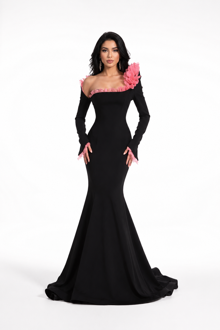 Black Floral Mermaid Maxi Dress – ROSABELLE
