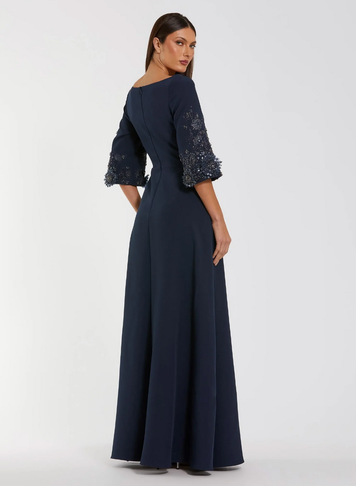 Embellished Sleeve Maxi Gown - Midnight