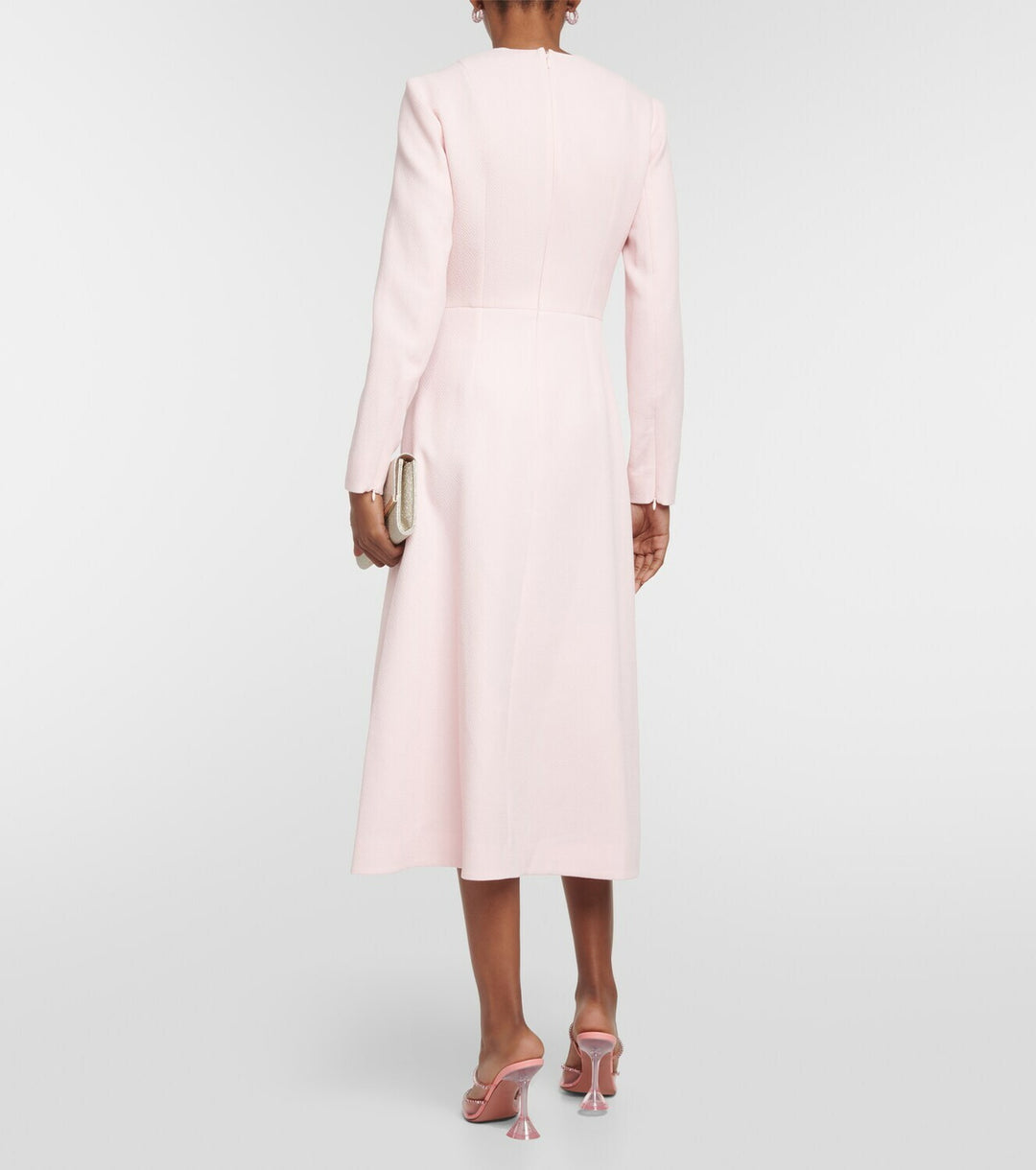 long-sleeve midi dress with draped waist – SILVEN