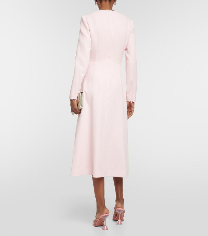 long-sleeve midi dress with draped waist – SILVEN