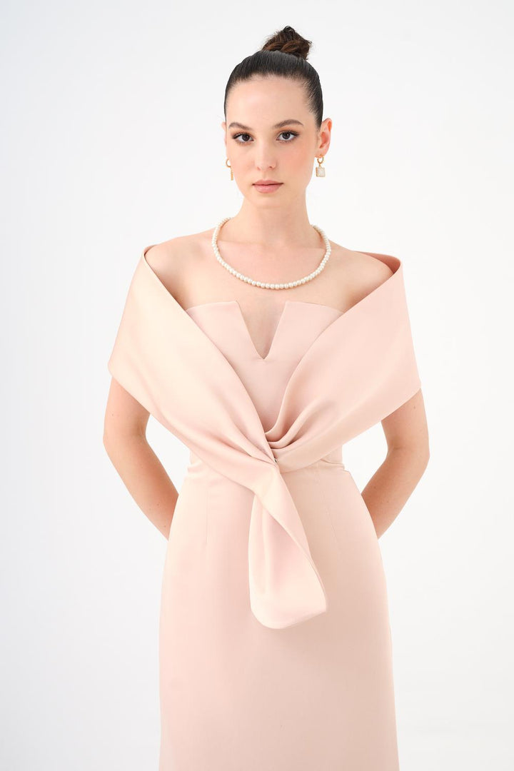 off-shoulder column dress with sculpted fold bodice – AURÉLIA
