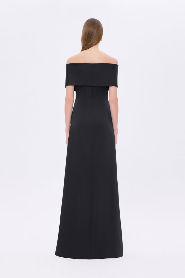 off-shoulder column dress with sculpted fold bodice – AURÉLIA
