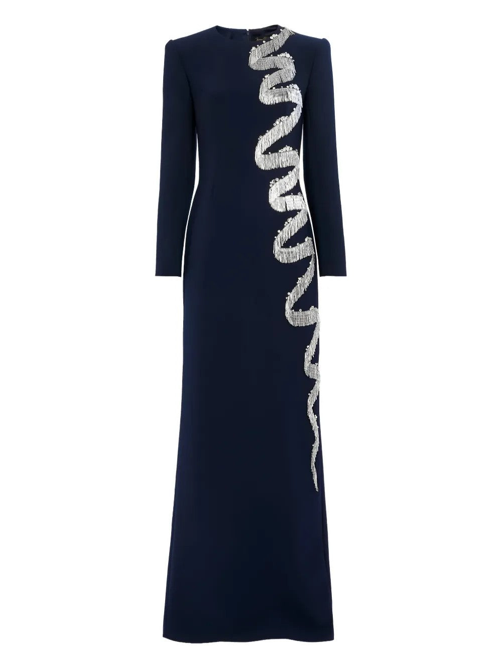 long-sleeve gown with cascading sequin ribbon – SAPPHIRE