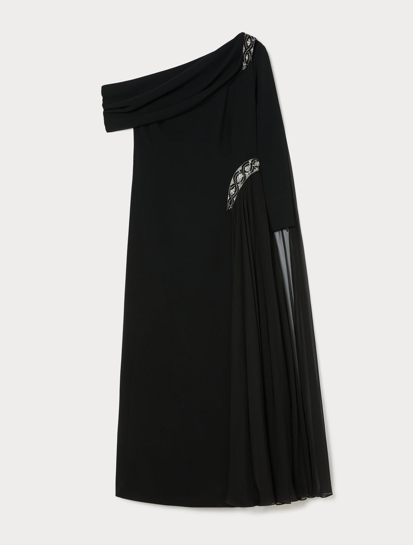 asymmetric draped gown with embellished detail – SERENA