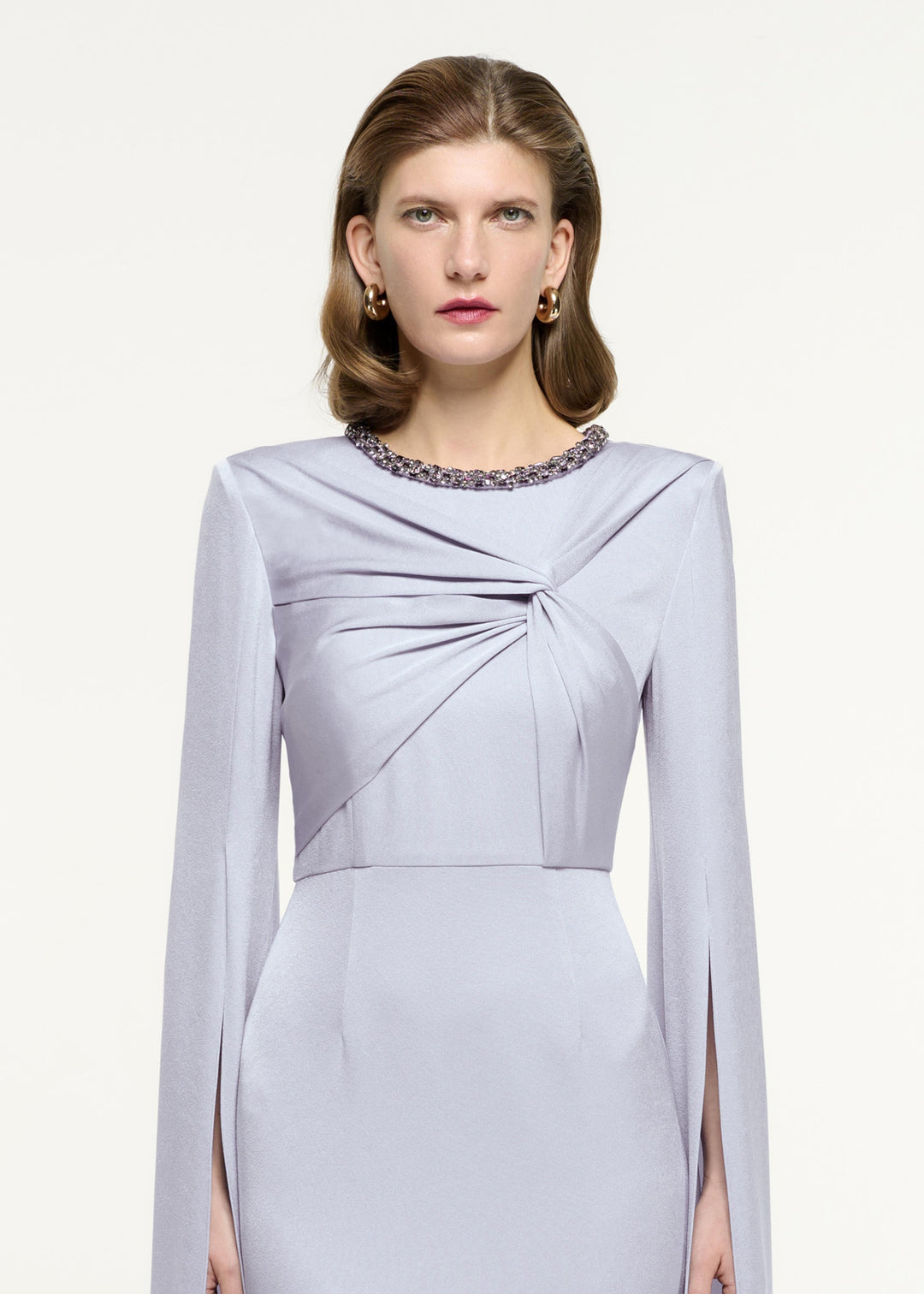 draped mermaid gown with extended cape sleeves – AURORA