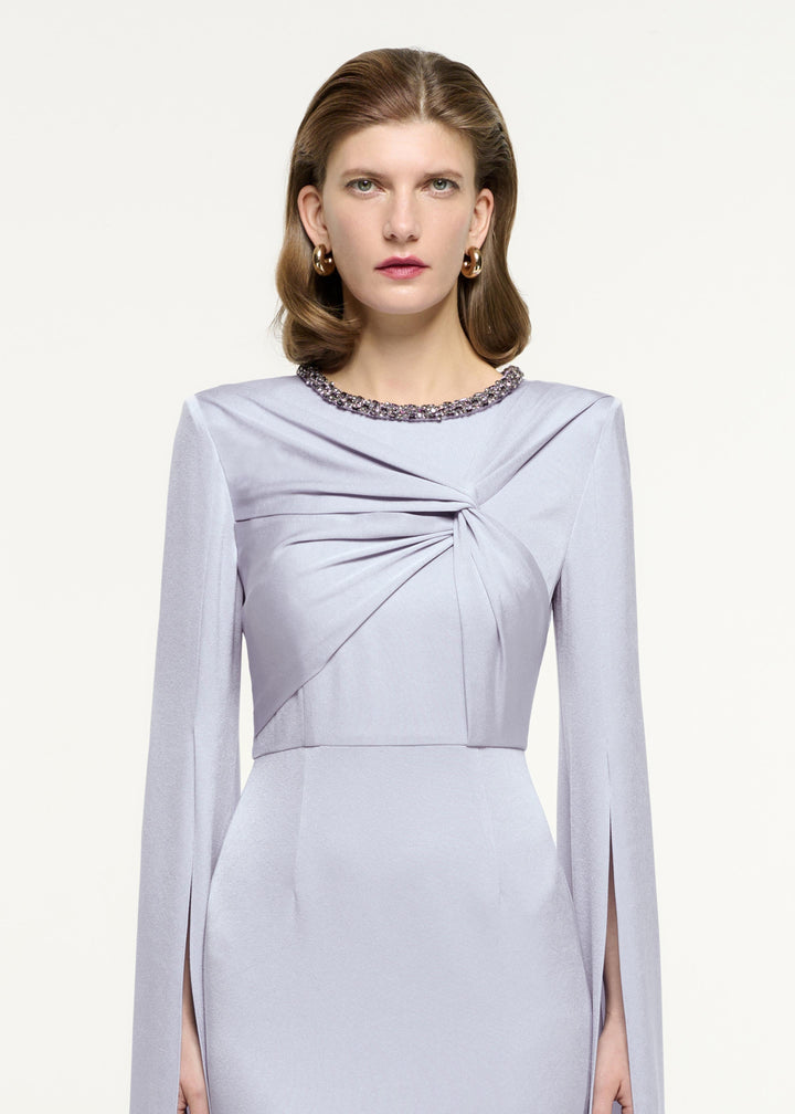 draped mermaid gown with extended cape sleeves – AURORA