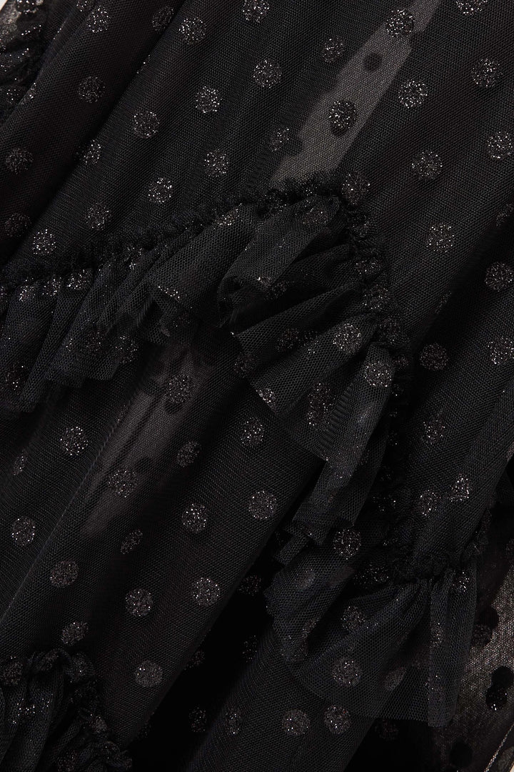 ruffled tulle gown with puff sleeves – VIENEI