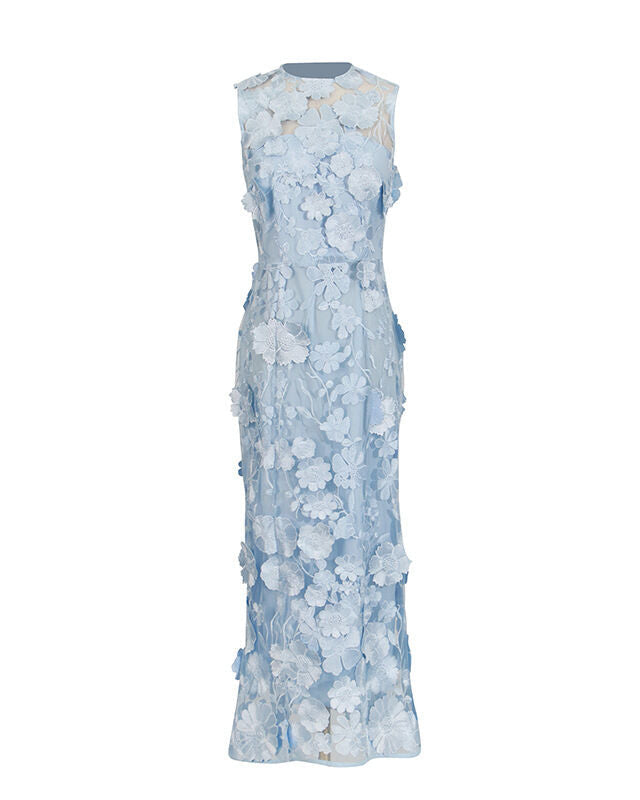 فستان بدون أكمام مزين بالزهور – أمورازلي