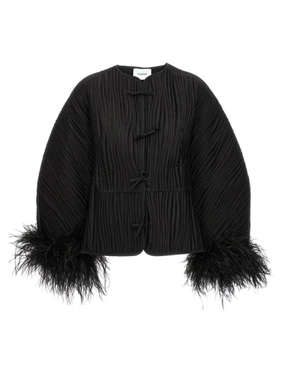 جاكيت مبطن بأكمام مزينة بالريش - بوغتار