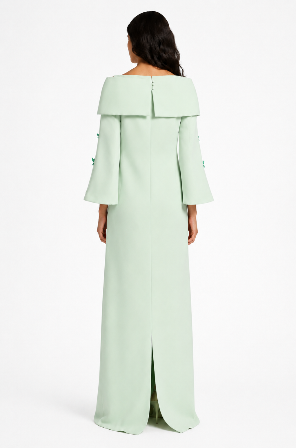 Mint Floral Embellished Off-Shoulder Maxi Dress - Blossom