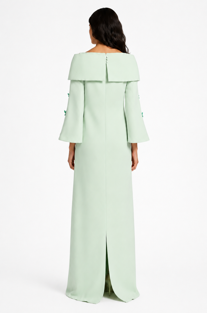 Mint Floral Embellished Off-Shoulder Maxi Dress - Blossom