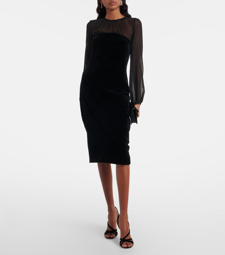 Sheer yoke long sleeve midi dress – SALEM