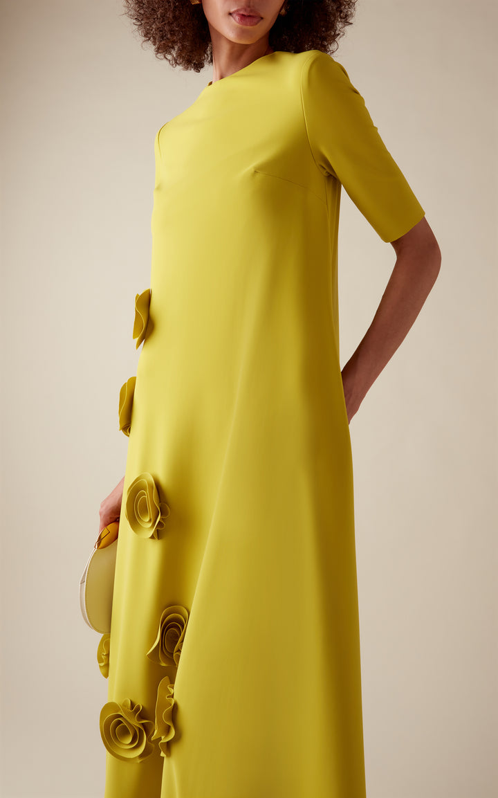 floral appliqué gown with half sleeves – AMARA