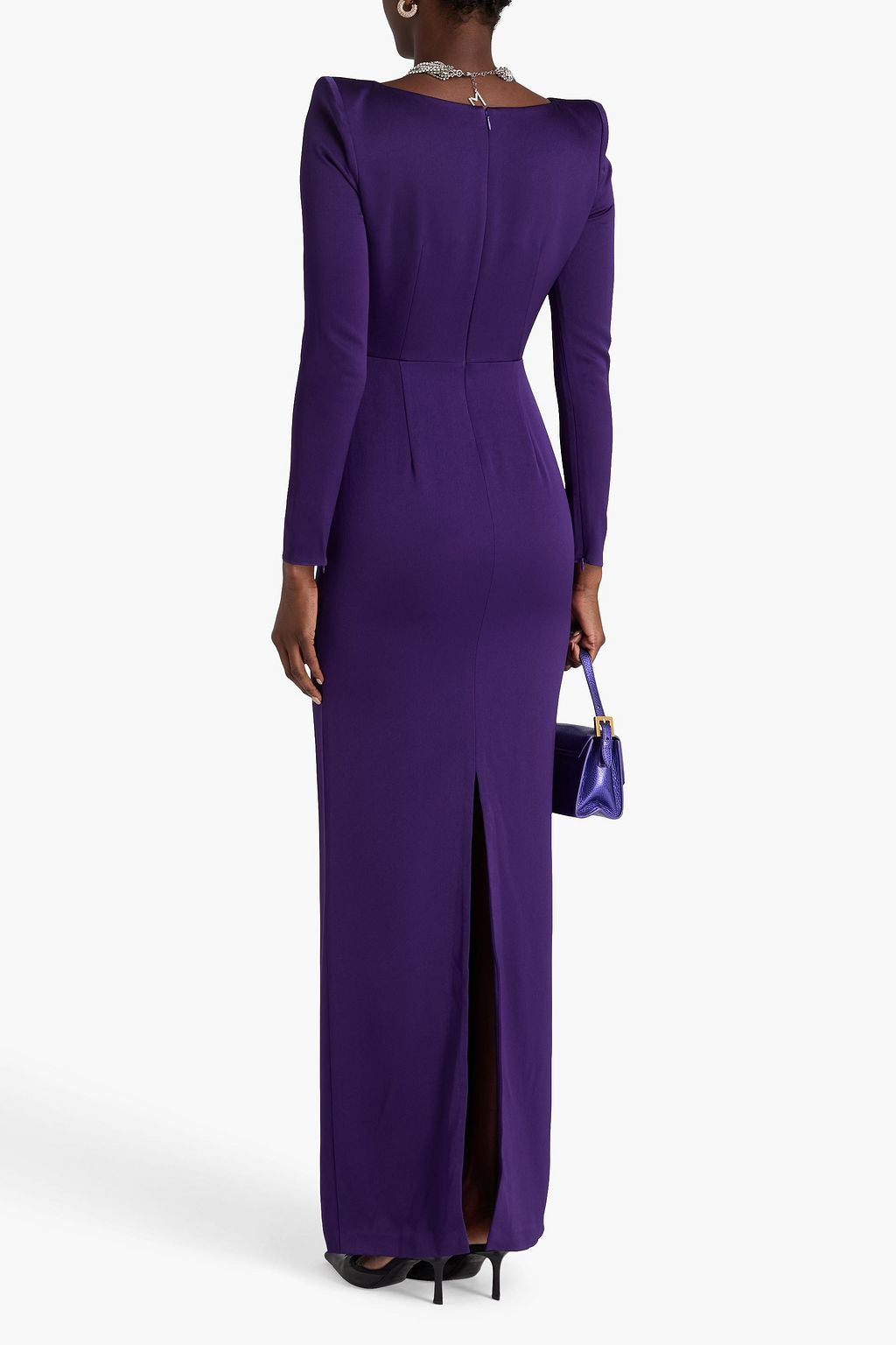 sculpted square-neck long-sleeve gown – AMETHYSTR