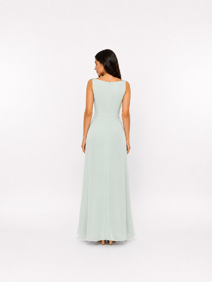 Floral Embellished Mint Evening Gown - SERÉLLE