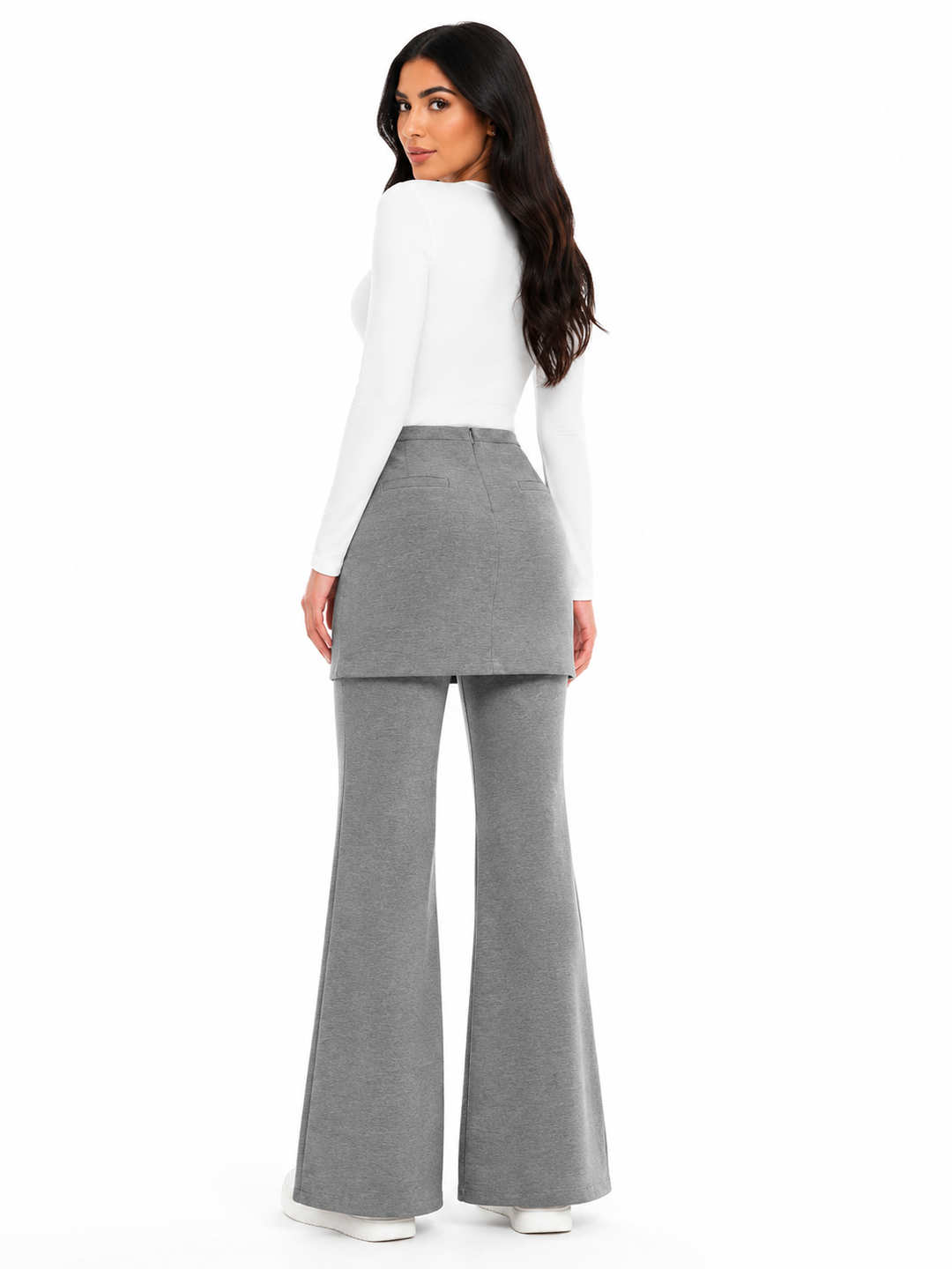 Layered Flare Pants Skirt - Helza