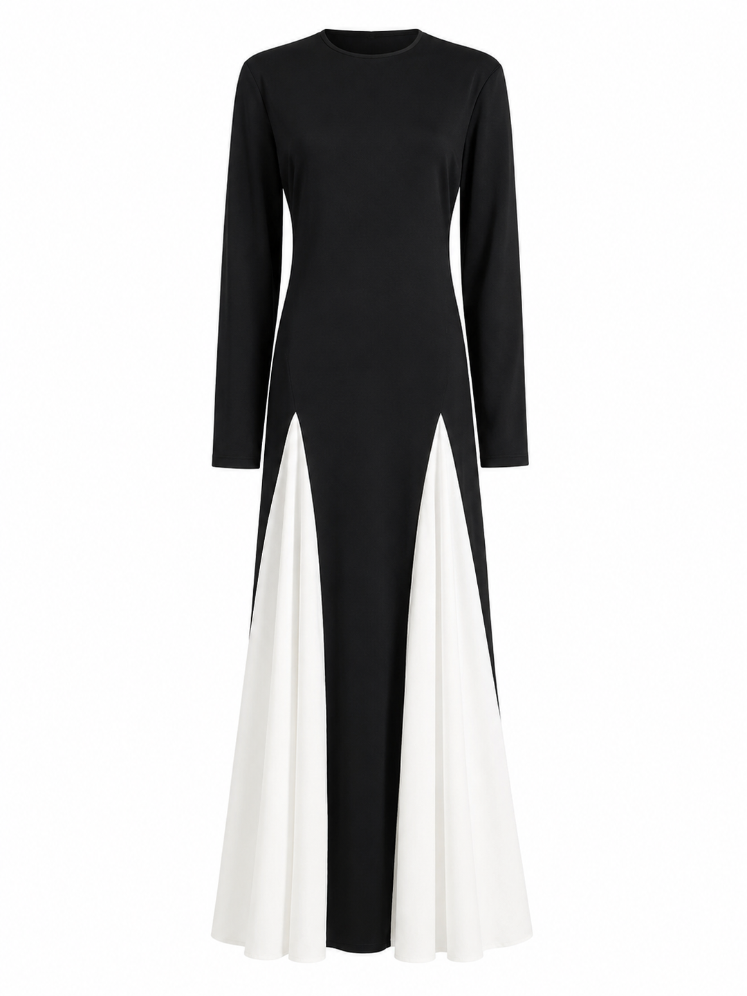 Contrast Panel Long Sleeve Maxi Dress - ROTHAN