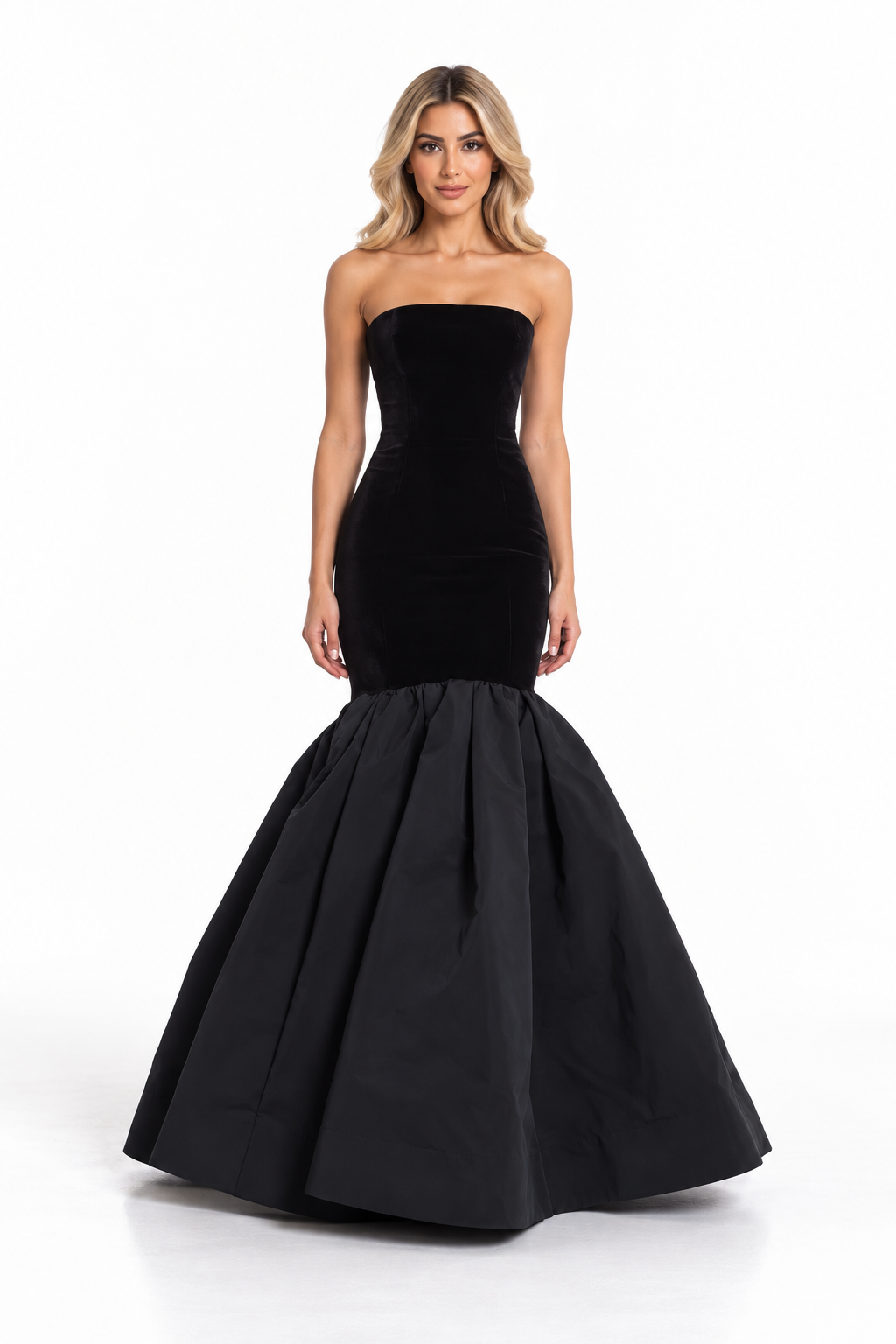 Black Strapless Flared Mermaid Maxi Dress - Bianca