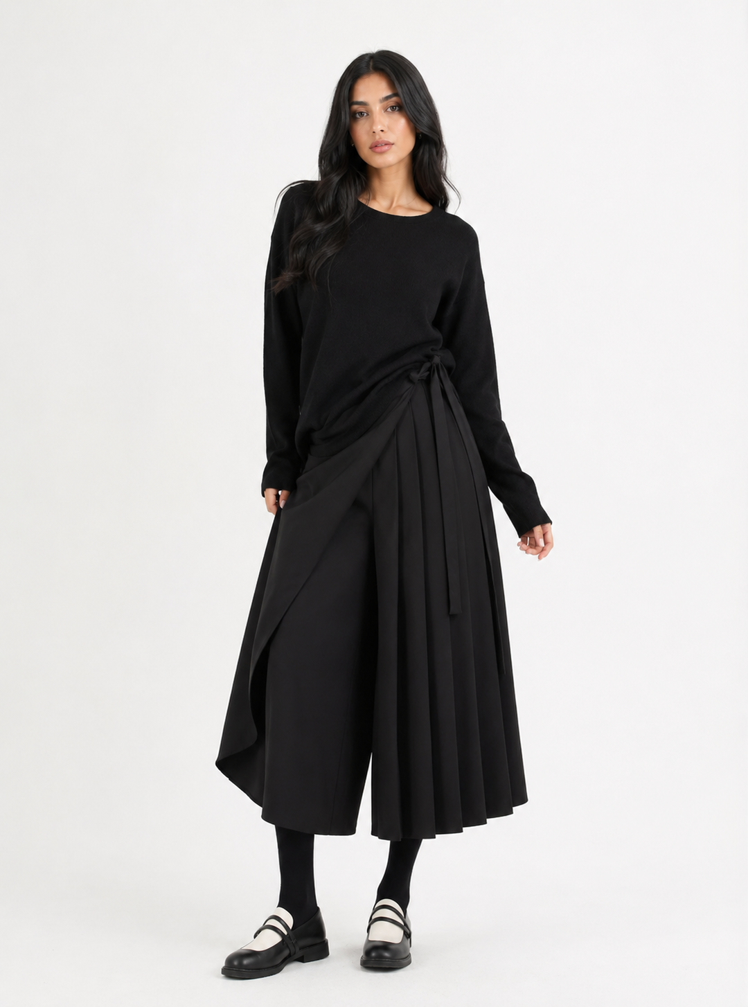 Pleated Wrap Culotte Pants – Mocha