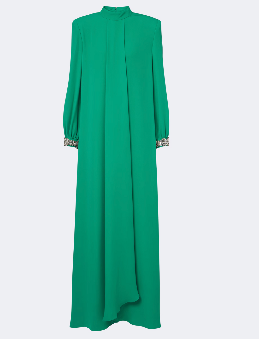 Crystal-Cuff Draped Gown - Emerald