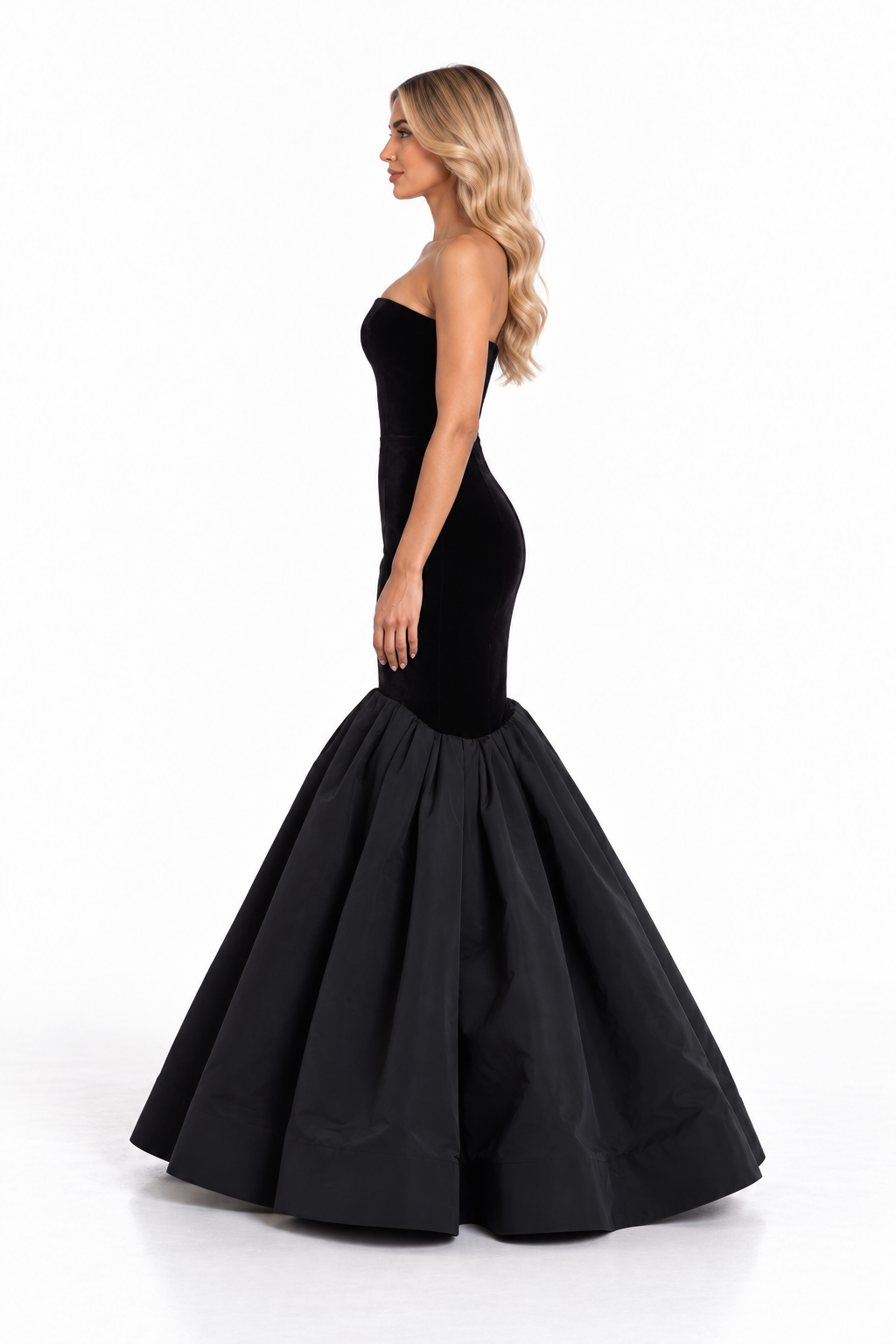 Black Strapless Flared Mermaid Maxi Dress - Bianca