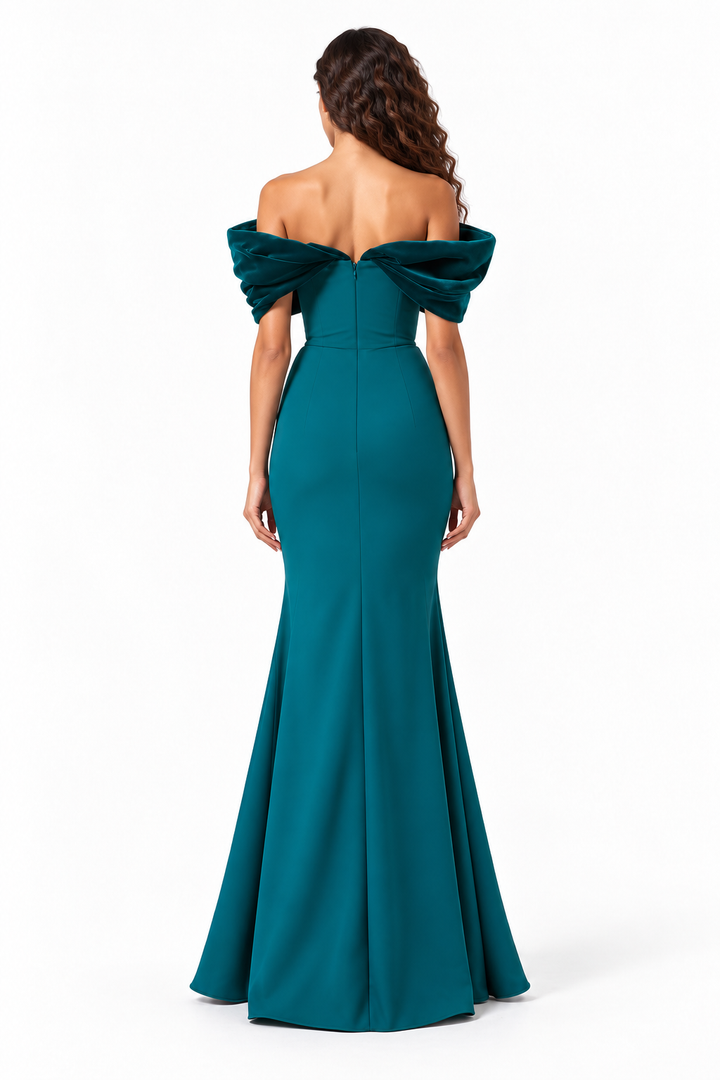 Velvet Off-Shoulder Sculpted Evening - Virelle