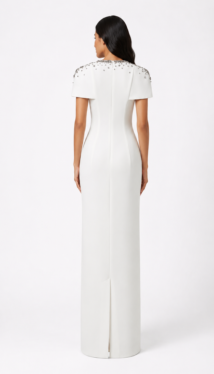Crystal Cape Gown – Ivory