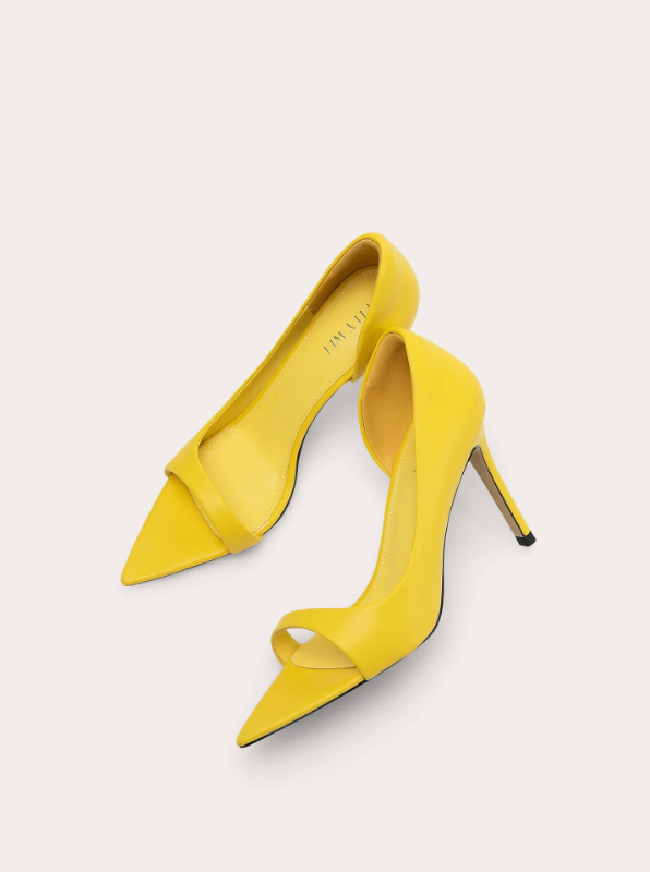 Yellow Pointed-Toe Slingback Heels – Soleil