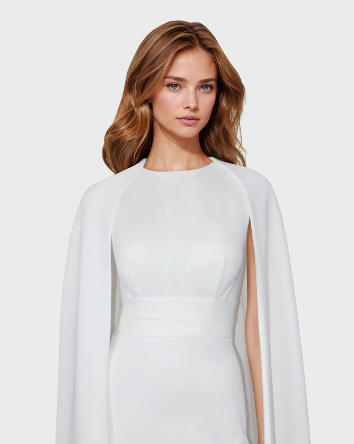 White column dress with cape