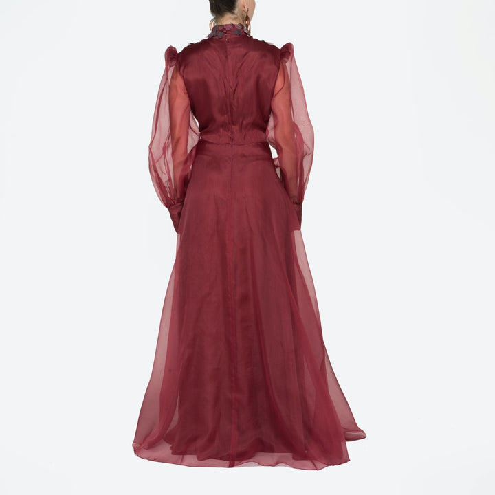 sheer organza gown with oversized sequin yoke – MARWA