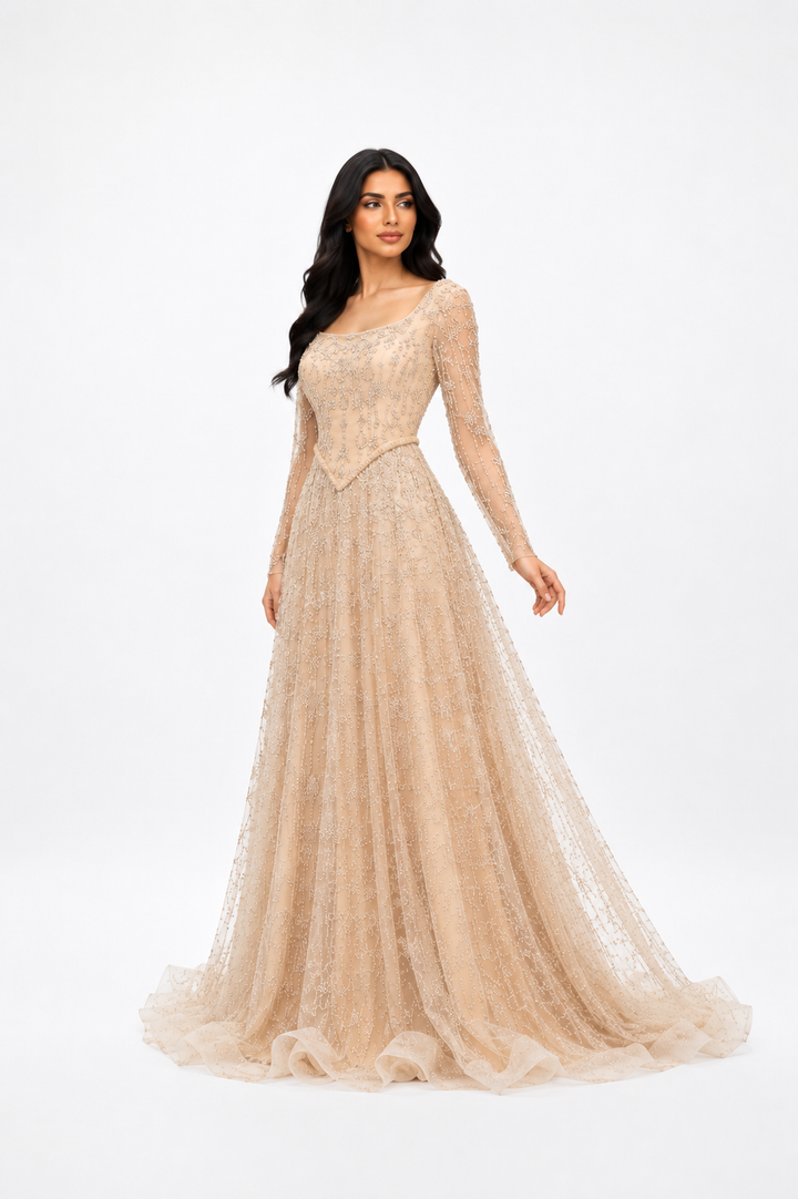 Glitter Corset A-Line Maxi Dress – RUBINA