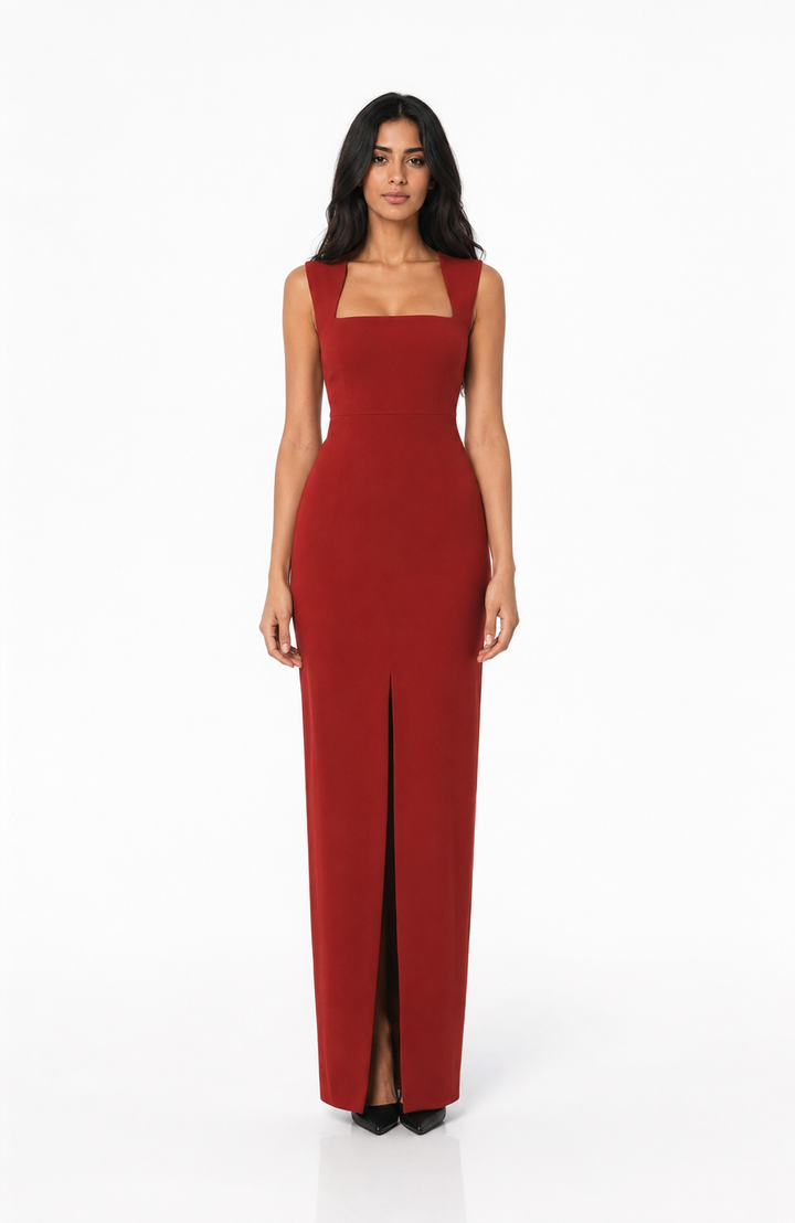 Square Neck Slit Maxi Dress – CARMELLA