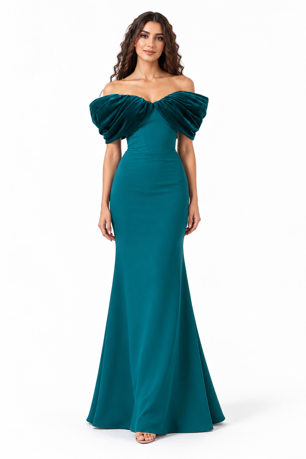 Velvet Off-Shoulder Sculpted Evening - Virelle
