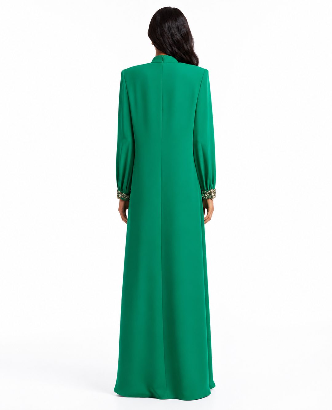 Crystal-Cuff Draped Gown - Emerald