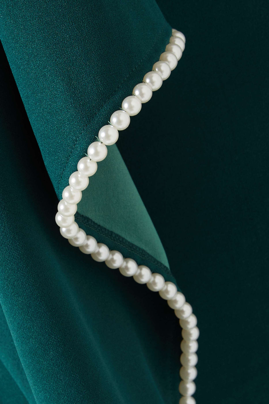 long-sleeve gown with pearl-trimmed flared cuffs – OPHELIA