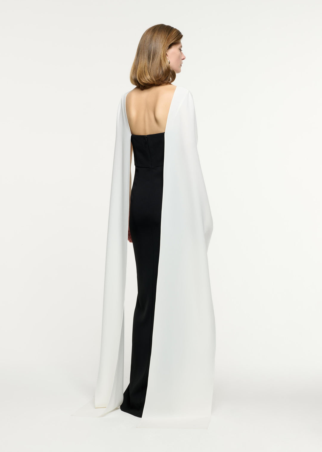 two-tone gown with knotted cape overlay – LUMIERA