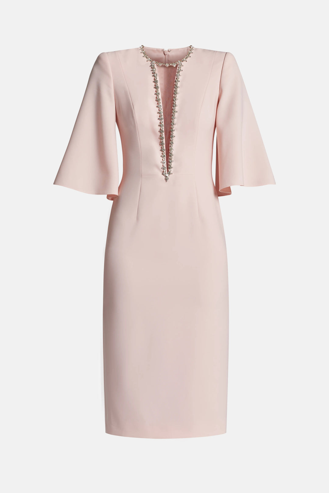 embellished V-neck midi dress with flared sleeves – CELENE